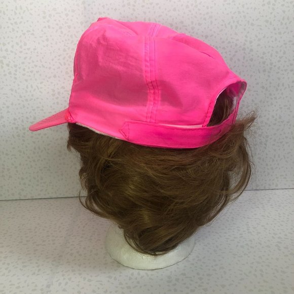 Vintage 90s Neon Pink Highlighter JMS Thermocouples Nylon Strapback Ball Cap Hat - Picture 3 of 5